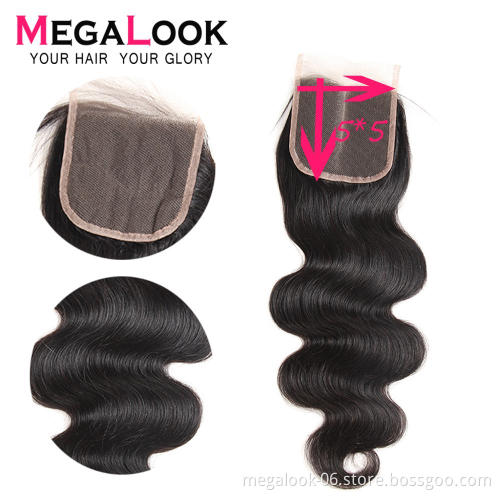 Wholesale Remy Virgin Brazilian Raw Unprocessed Hair 5X5 6X6 7X7 Body Wave Swiss Lace Closure